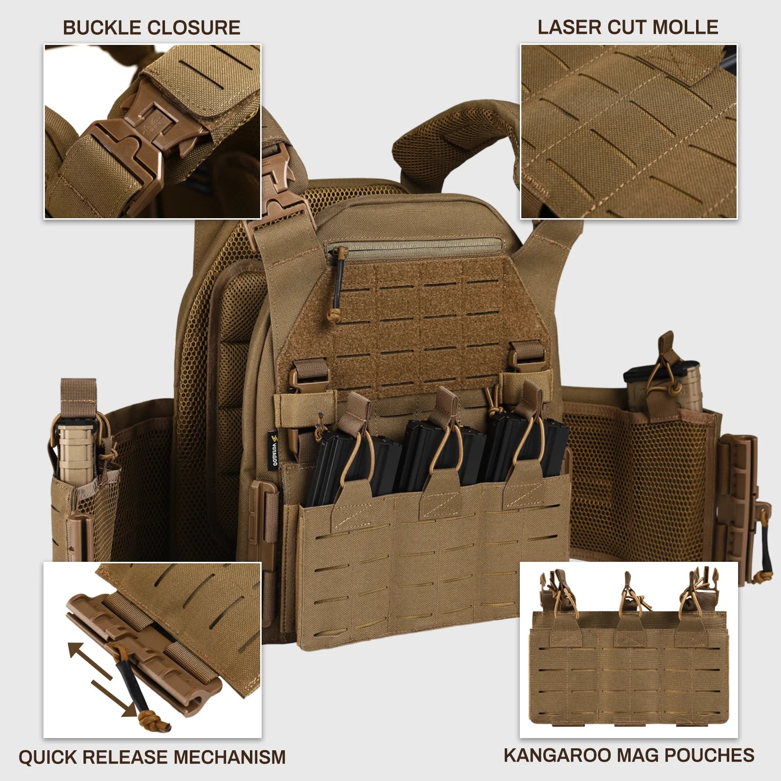 Customized Waterproof 1000D Nylon Molle Chaleco Tactico Pain Ball Proof Vest Plate Carrier Tctical Vests - Image 4