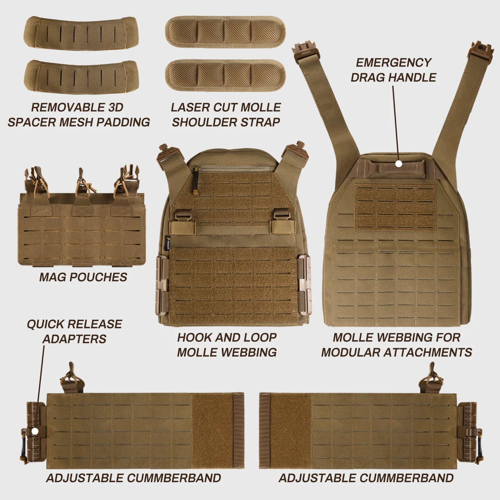 Customized Waterproof 1000D Nylon Molle Chaleco Tactico Pain Ball Proof Vest Plate Carrier Tctical Vests - Image 6