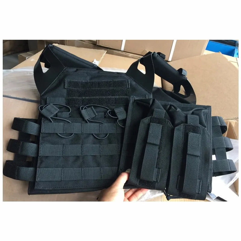 Wholesale Nylon Oxford Plate Carrier Molle Safety Black Tactical Vest - Image 4